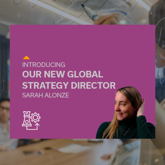 Image with a picture of Sarah and text that says "The lorries appoint Sarah Alonze as global strategy director"