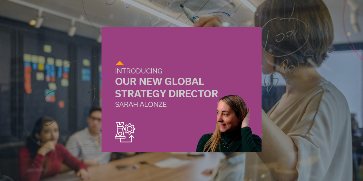 Image with a picture of Sarah and text that says "The lorries appoint Sarah Alonze as global strategy director"